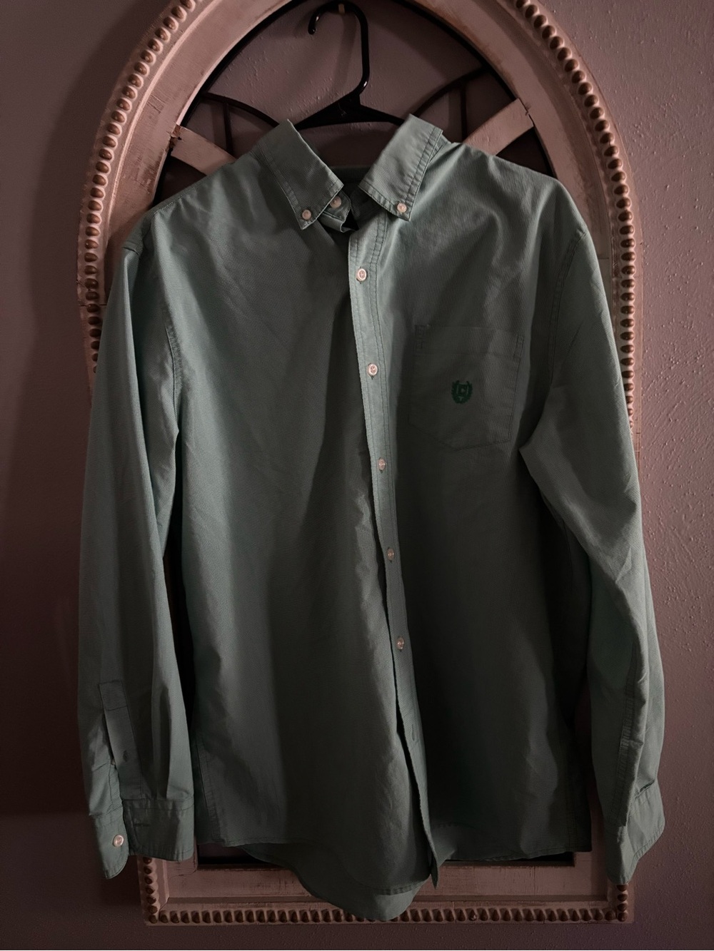 Chaps Sage Green Button-Down Long Sleeve Shirt